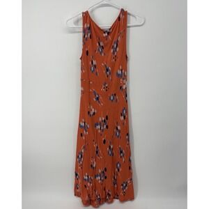 Boden Orange Blue Twist Knot Jersey Printed Midi Dress Women's Size 4 Flowy